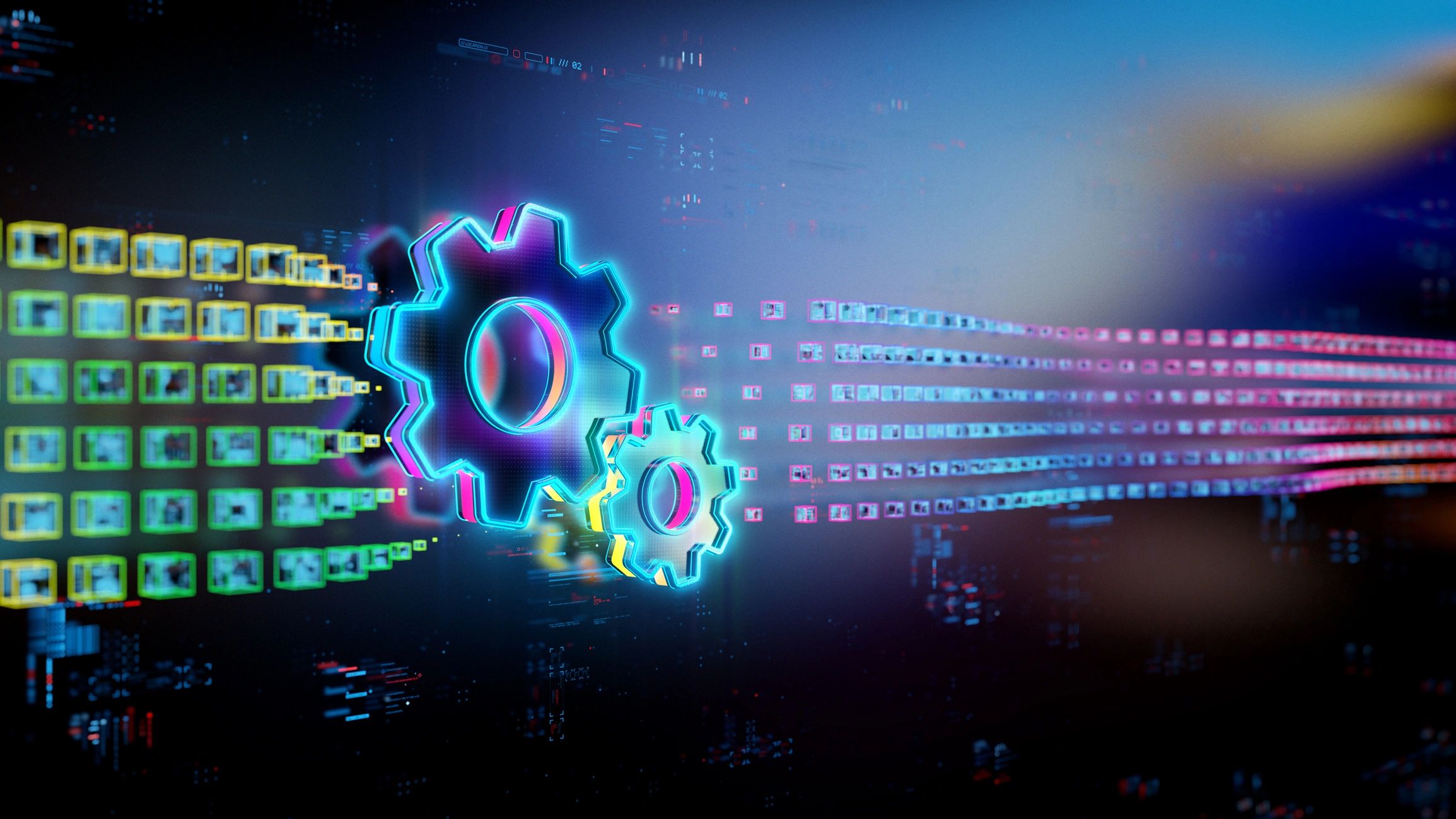 Futuristic digital gears representing automated testing